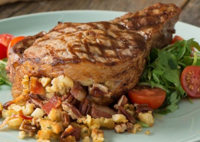 Bacon Apple Stuffed Pork Chops