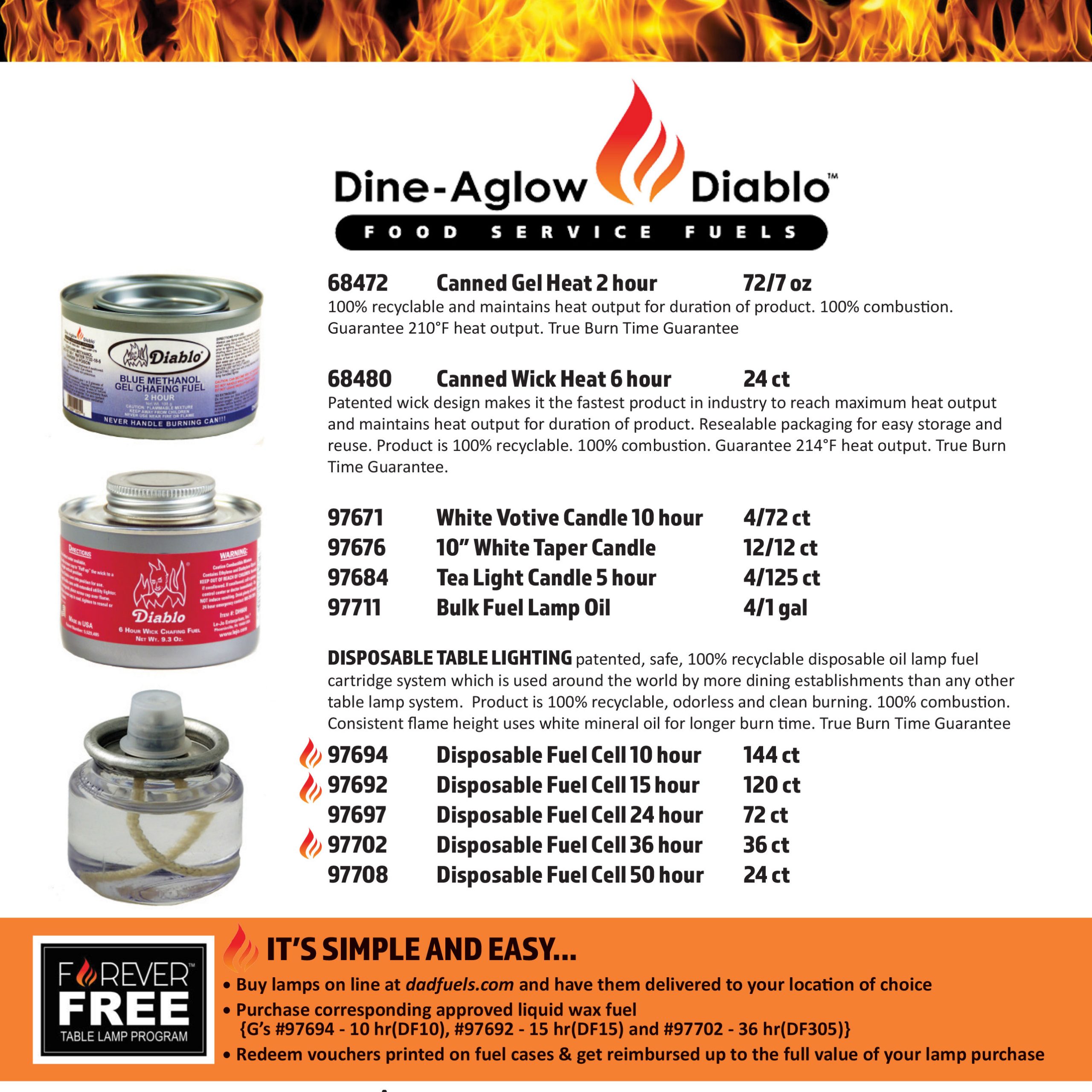 Dine-A-Glow canned fuel and gel fuel heat