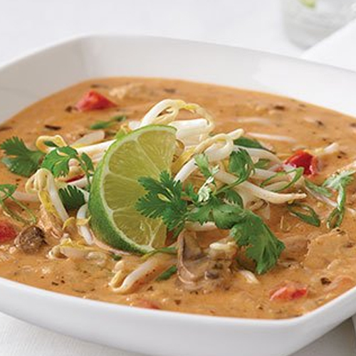 Campbell's Frozen easy boil in bag Tequila Spiked Fiesta Chicken Soup is ideal for LTOs and ethnic menus with an exotic blend of grilled chicken roasted corn, green and red peppers, a kick of jalapeno and a splash of white tequila combined to a creamy perfection and dash lime and cilantro.