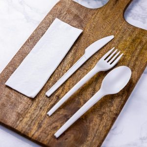 Vegware Cutlery Kit on Cutting Board