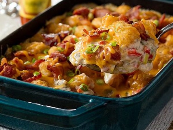 Tater Tot Casserole Made With Campbells Cream of Mushroom Soup