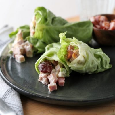 Apple Caramelized Onion and Ham Lettuce Roll-Up