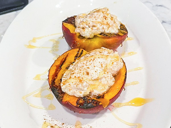 grilled peaches with ricotta and honey