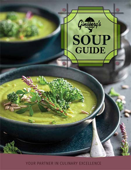 Ginsberg's Soup Guide with fresh and frozen winter and fal soups from Campbell's, Kettle Cuisine, Blount and Major soup bases