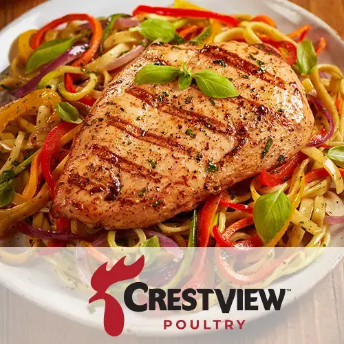 Crestview Poultry products include sous vide chicken breasts, chicken wings from Wayne Farms