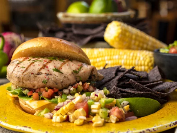 Crestview Wayne Farms Fresca Grilled Chicken Sandwich with Tortilla Chips and Pineapple Corn Salsa