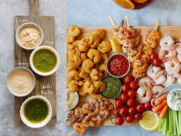 Seacuterie Shrimp Board with Dipping Sauces